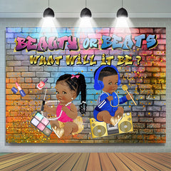 Lofaris Beauty Or Beats What Will It Be Baby Shower Backdrop