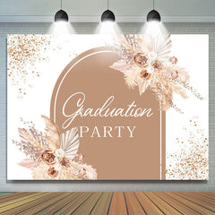 Lofaris Beige Glitter Floral White Graduation Party Backdrop