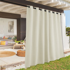 Lofaris Beige Pergola Waterproof Grommet Top Outdoor Curtains for Front Porch