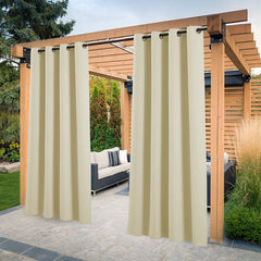 Lofaris Beige Pergola Waterproof Grommet Top Outdoor Curtains for Front Porch