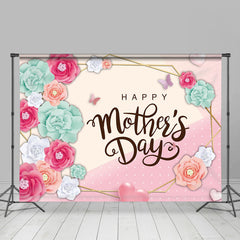 Lofaris Beige Pink Floral Theme Happy Mothers Day Backdrop