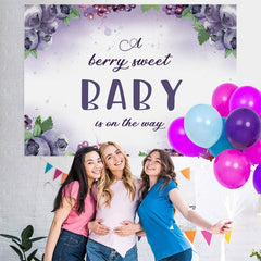 Lofaris Berry Sweet Baby On the Way Backdrop for Shower