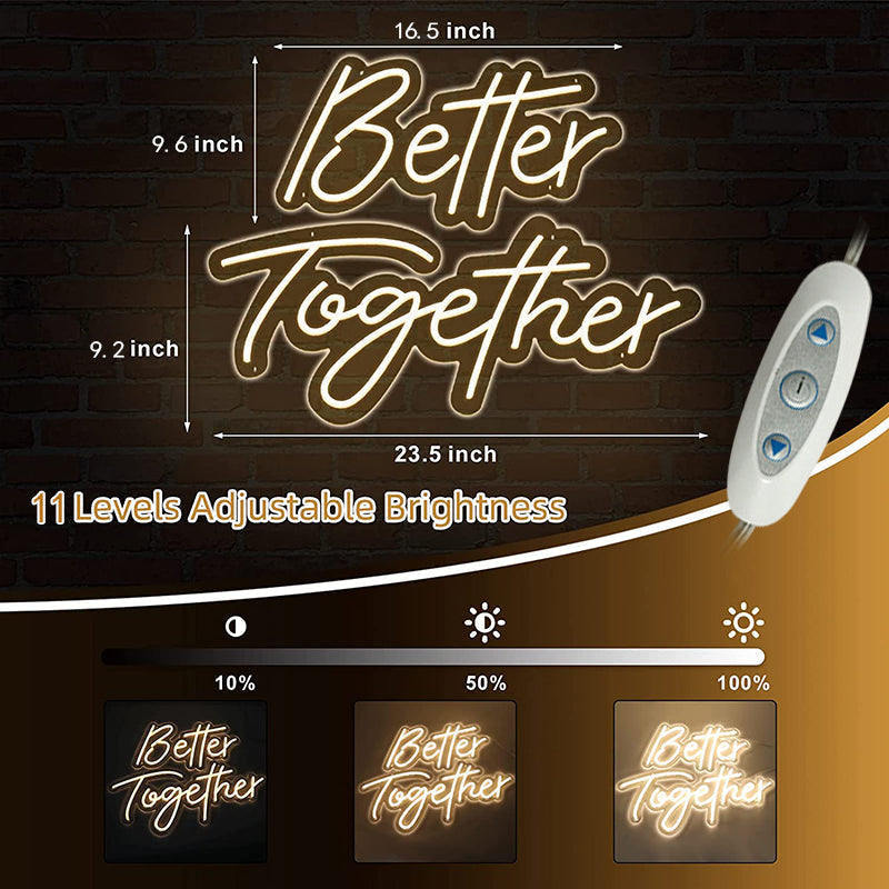 Better Together Led Neon Sign Board For Wedding Valentine Party Lofaris