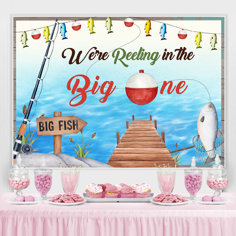 Big Fish in The Water Theme Happy 1st Birthday Backdrop