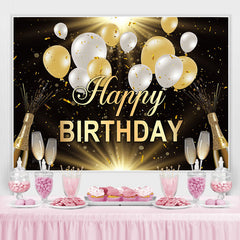 Lofaris Black And Balloons Glitter Happy Birthday Backdrop