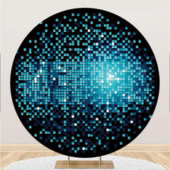 Lofaris Black And Blue Glitter Circle Happy Birthday Backdrop