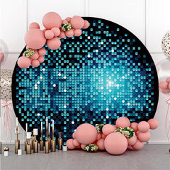 Lofaris Black And Blue Glitter Circle Happy Birthday Backdrop