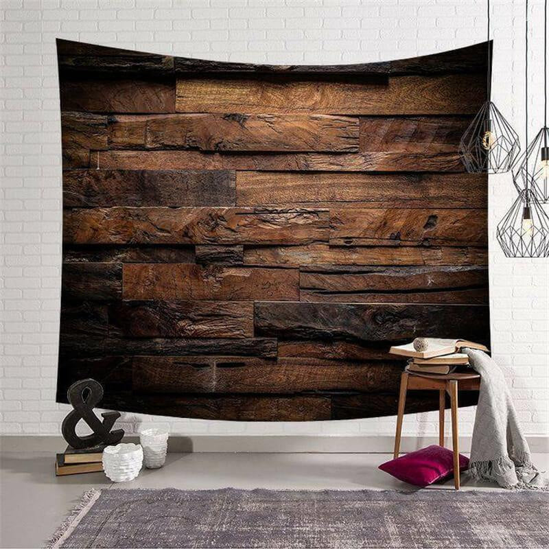 Lofaris Black And Brown Wood Family Architecture Wall Tapestry