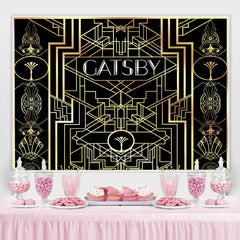 Lofaris Black And Gold Abstract Graphics Birthday Backdrop