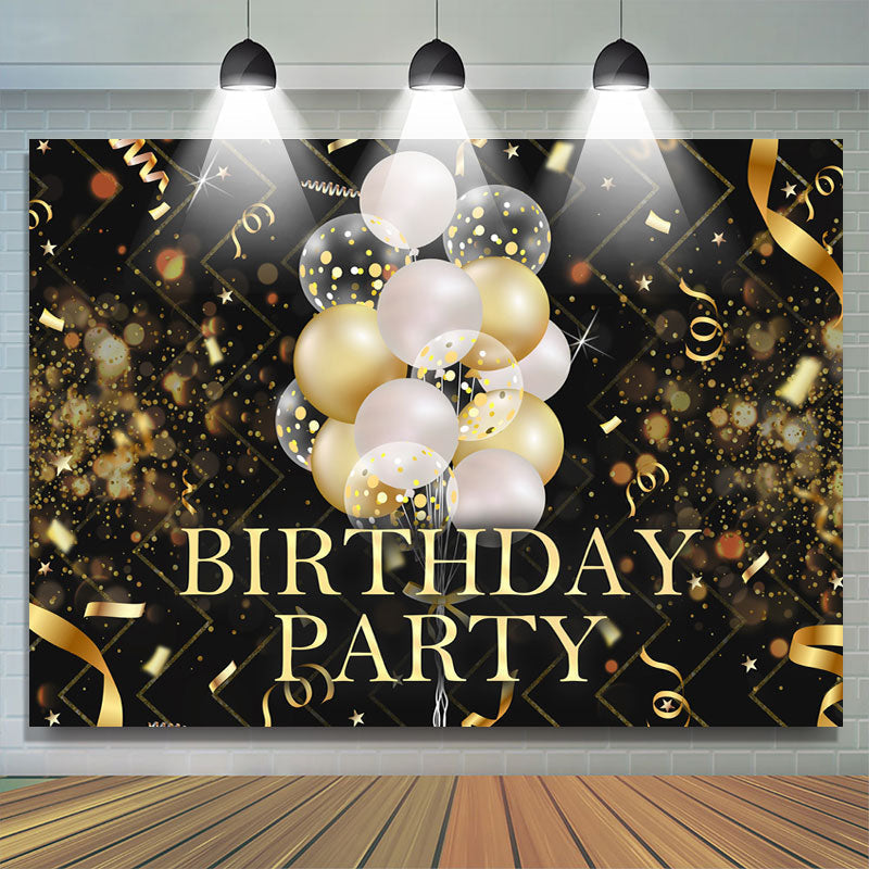 Lofaris Black and Golden Balloon Bokeh Birthday Party Backdrop