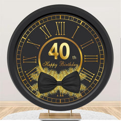 Lofaris Black And Golden Happy 40Th Birthday Circle Backdrop