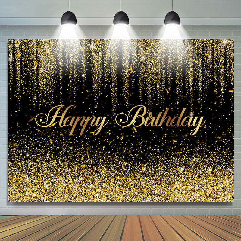 Black And Golden Many Ribbons Happy Birthday Backdrop – Lofaris