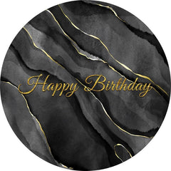 Lofaris Black And Grey Abstract Gold Round Birthday Backdrop