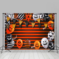 Lofaris Black And Orange Striped Halloween Balloon Backdrop