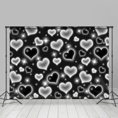 Lofaris Black And Silver Love Valentines Sweet Heart Backdrop