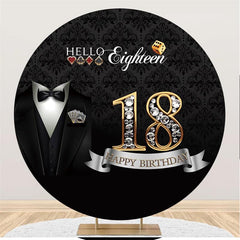 Lofaris Black And Silver Round 18th Birthday Backdrop For Boy