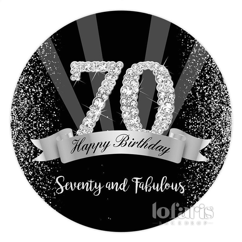 Black And Silver Seventy and Fabulous Birthday Backdrop - Lofaris