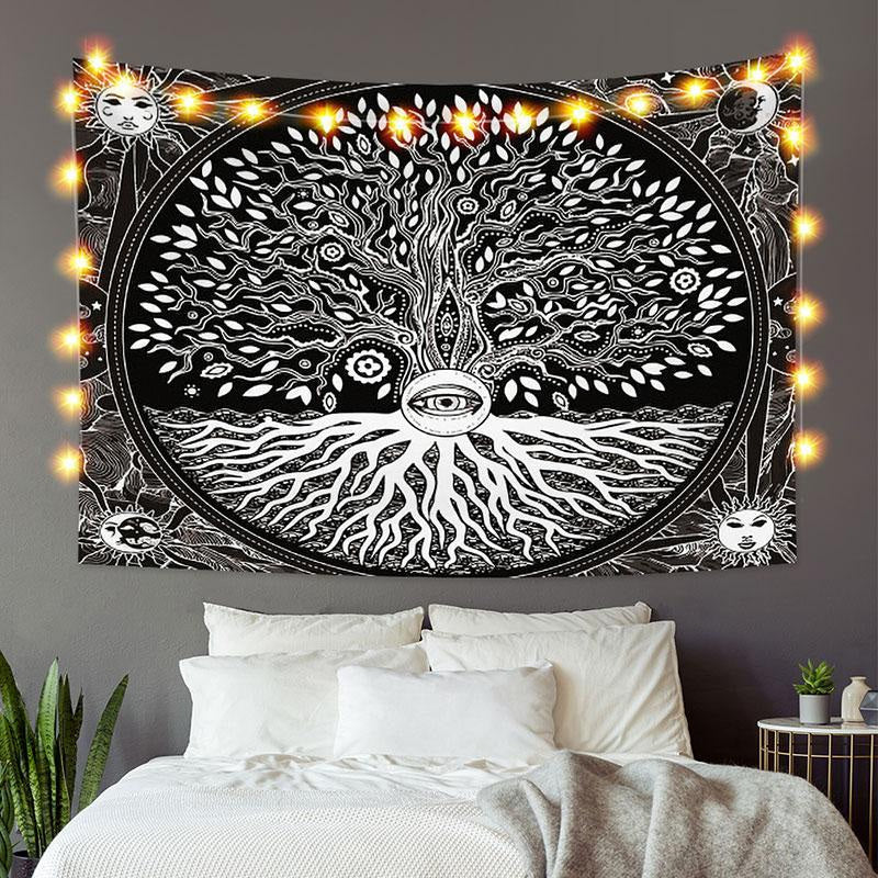 Lofaris Black And White Abstract Divination Custom Tapestry