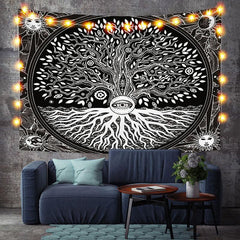 Lofaris Black And White Abstract Divination Custom Tapestry