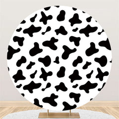 Lofaris Black And White Abstract Pattern Birthday Round Backdrop