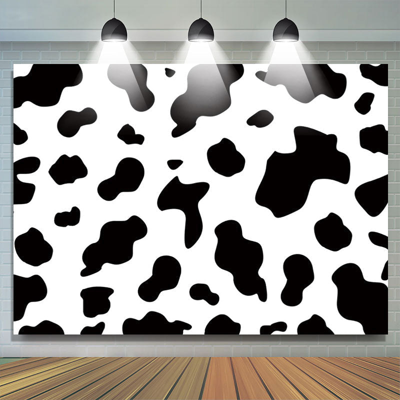 Lofaris Black and White Cow Farm Animal Happy Birthday Backdrop