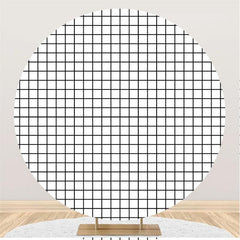 Lofaris Black And White Lattice Baby Shower Round Backdrop