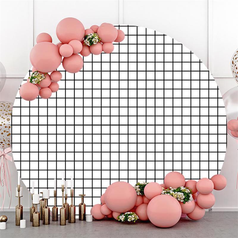 Lofaris Black And White Lattice Baby Shower Round Backdrop