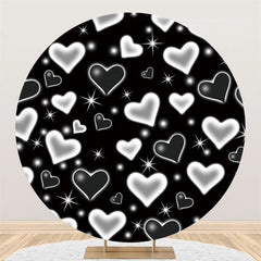 Lofaris Black And White Love Happy Birthday Circle Backdrop