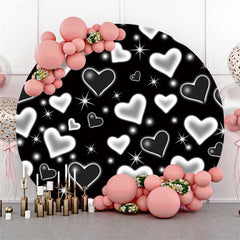 Lofaris Black And White Love Happy Birthday Circle Backdrop