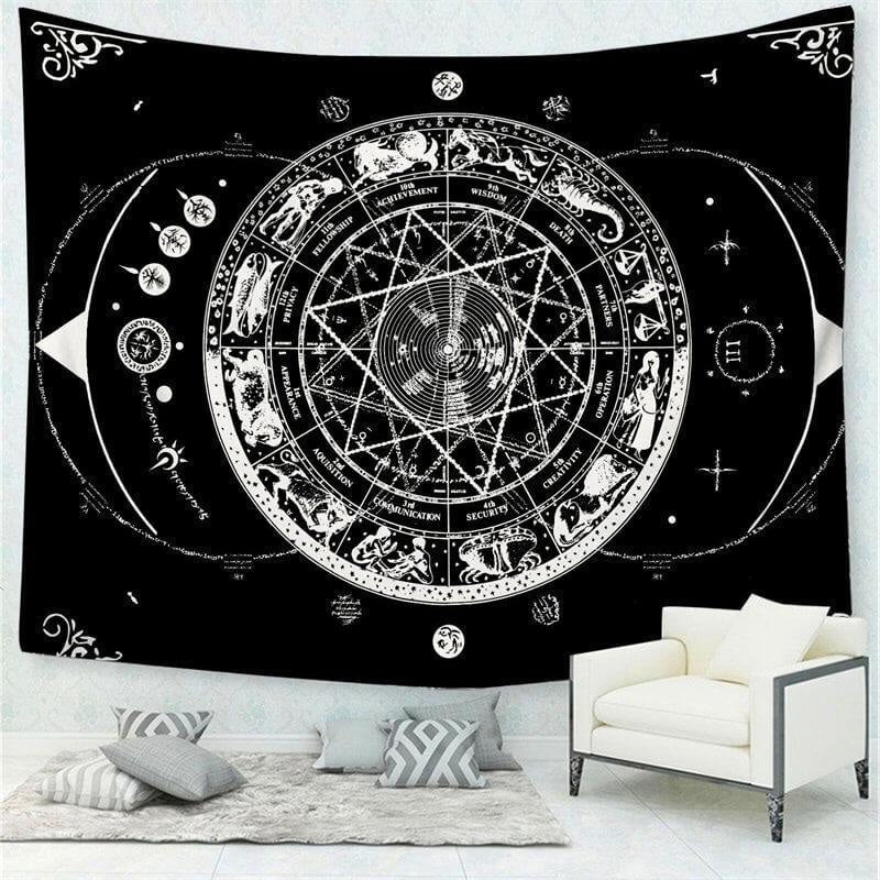 Lofaris Black And White Mandala Pattern Family Wall Tapestry