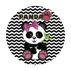 Lofaris Black And White Ripple Panda Round Baby Shower Backdrop