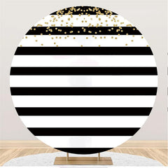 Lofaris Black-And-White Stripe With Glitter Dot Round Backdrop