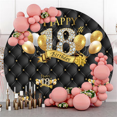 Lofaris Black Balloons Happy 18Th Birthday Circle Backdrop