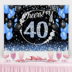 Lofaris Black Blue Glitter Cheers To 40Th Birthday Backdrop