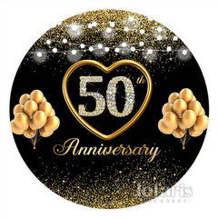 Lofaris Black Gold Balloon Happy 50Th Anniversary Backdrop