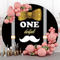 Lofaris Black Gold Mr Onderful Beard Circle Birthday Backdrop