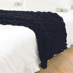 Lofaris Black Handmade Queen Size Warm Soft Chunky Knit Blanket