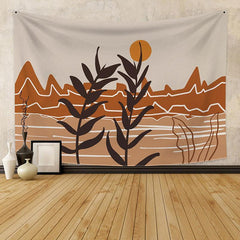 Lofaris Black Leaves Moon Mountain Landscape Wall Tapestry