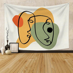 Lofaris Black Line Pattern Funny Abstract Art Decor Wall Tapestry