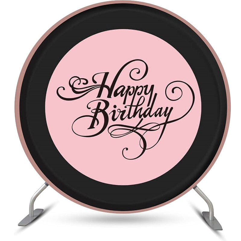 Lofaris Black Pink Brief Birthday Round Backdrop For Girl