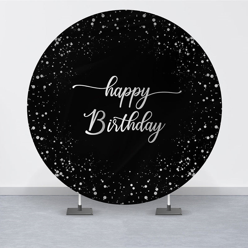 Lofaris Black Silver Dots Birthday Simple Party Round Backdrops