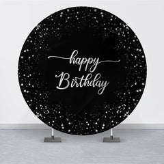 Lofaris Black Silver Dots Birthday Simple Party Round Backdrops