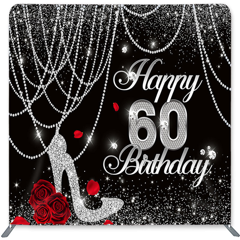 Lofaris Black Silver Glitter Double-Sided Backdrop for Birthday