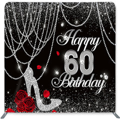 Lofaris Black Silver Glitter Double-Sided Backdrop for Birthday