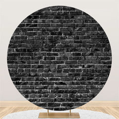 Lofaris Black Wall Brick Theme Circle Happy Birthday Backdrop