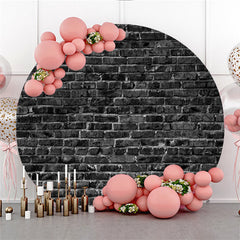 Lofaris Black Wall Brick Theme Circle Happy Birthday Backdrop