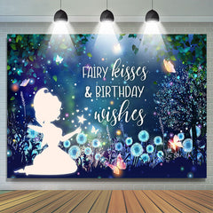 Lofaris Blue And Glitter Fairy Wonderland Birthday Backdrop