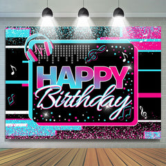 Lofaris Blue And Hot Pink Musical Theme Happy Birthday Backdrop