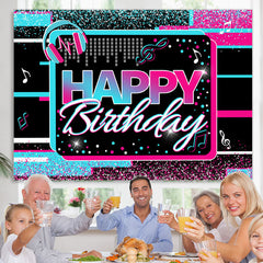 Lofaris Blue And Hot Pink Musical Theme Happy Birthday Backdrop