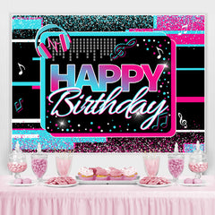 Lofaris Blue And Hot Pink Musical Theme Happy Birthday Backdrop